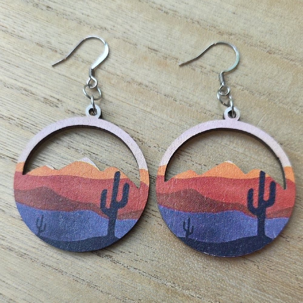 Handmade Sunset Desert Scene Earrings